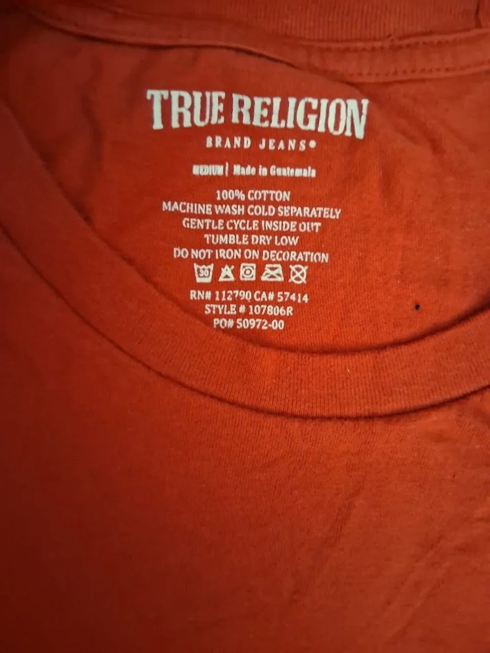 True Religion Red Buddha Logo Tee Shirt Classic Fit Medium